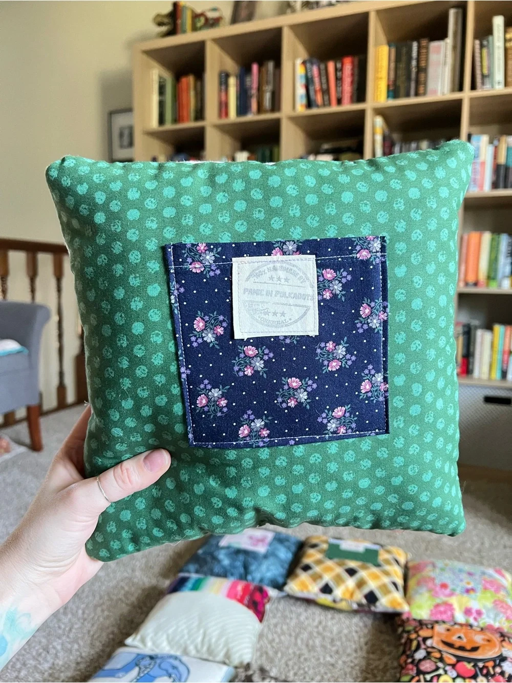 Tooth Fairy Pillow - Designer Fabrics Green Ferns and Polkadots